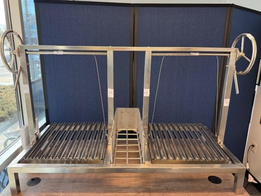 Double Santa Maria Grill Built in BBQ Cooking Grill with brasero -Argentine Barbecue V grate adjustable height