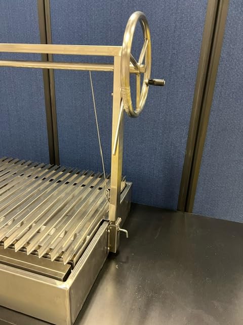 Santa Maria Grill Built in BBQ Cooking Grill -Argentine Barbecue V grate adjustable height- 36 inch by 26 inch with Firebox