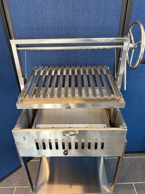 Santa Maria Grill Built in BBQ Cooking Grill -Argentine Barbecue V grate adjustable height- Stand alone cart 28&1/2 inch by 22 inch