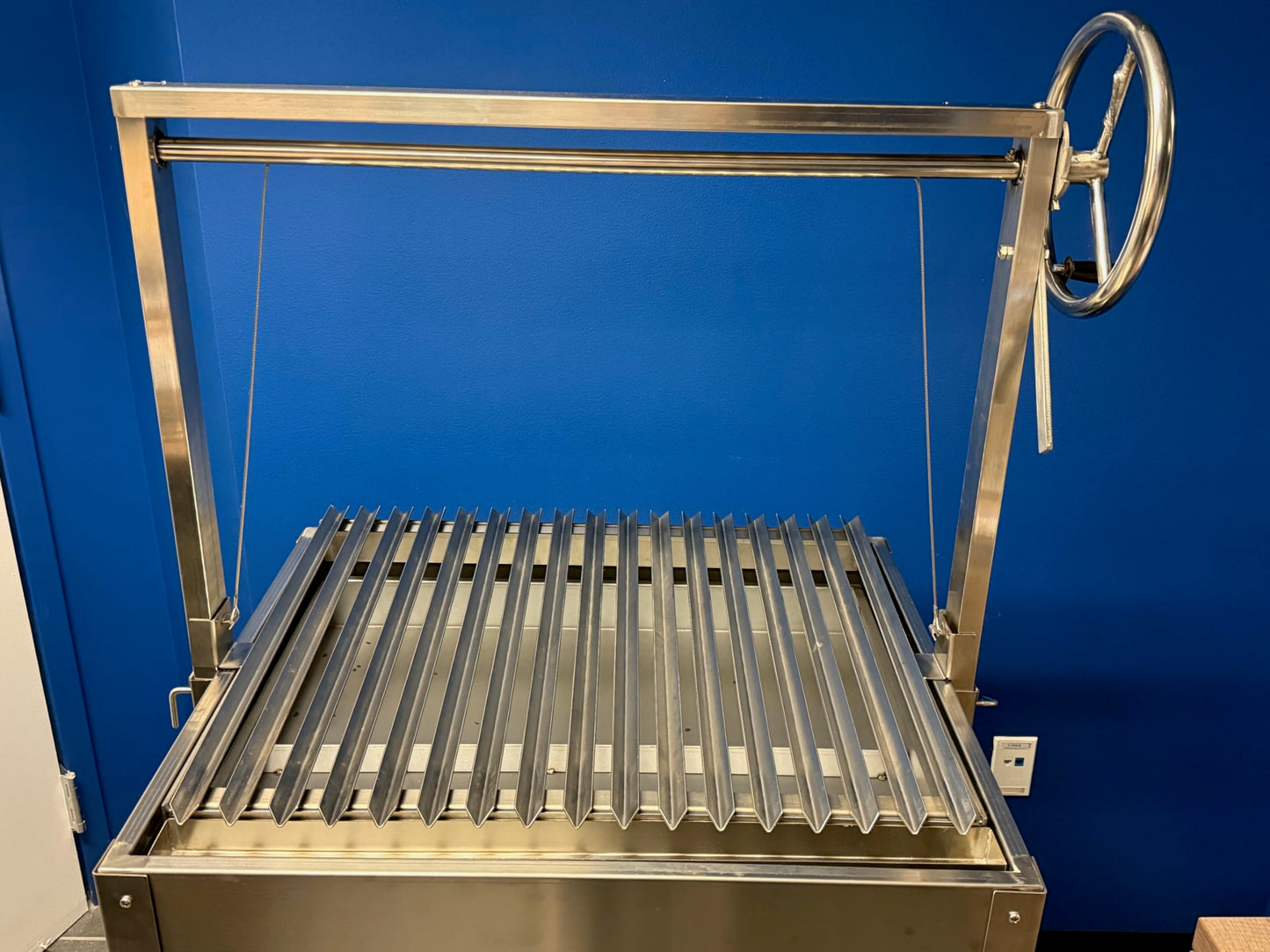 Santa Maria Grill Built in BBQ Cooking Grill -Argentine Barbecue V grate adjustable height- Stand alone cart 36 inch by 26 inch