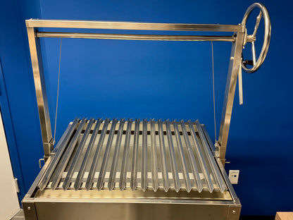 Santa Maria Grill Built in BBQ Cooking Grill -Argentine Barbecue V grate adjustable height- Stand alone cart 36 inch by 26 inch