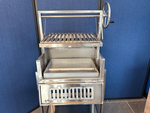 Santa Maria Grill Built in BBQ Cooking Grill -Argentine Barbecue V grate adjustable height- Stand alone cart 28&1/2 inch by 22 inch