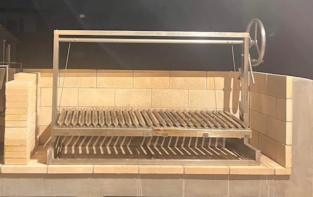 Santa Maria Grill Built in BBQ Cooking Grill -Argentine Barbecue V grate adjustable height
