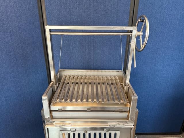 Santa Maria Grill Built in BBQ Cooking Grill -Argentine Barbecue V grate adjustable height- Stand alone cart 28&1/2 inch by 22 inch