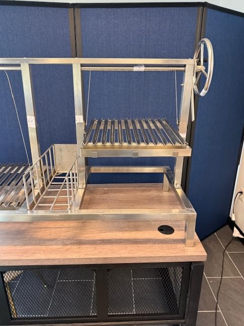 Double Santa Maria Grill Built in BBQ Cooking Grill with brasero -Argentine Barbecue V grate adjustable height