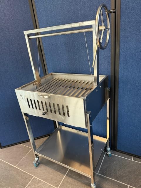 Santa Maria Grill Built in BBQ Cooking Grill -Argentine Barbecue V grate adjustable height- Stand alone cart 28&1/2 inch by 22 inch