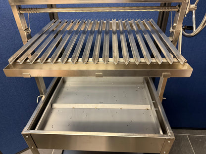 Santa Maria Grill Built in BBQ Cooking Grill -Argentine Barbecue V grate adjustable height- Stand alone cart 36 inch by 26 inch