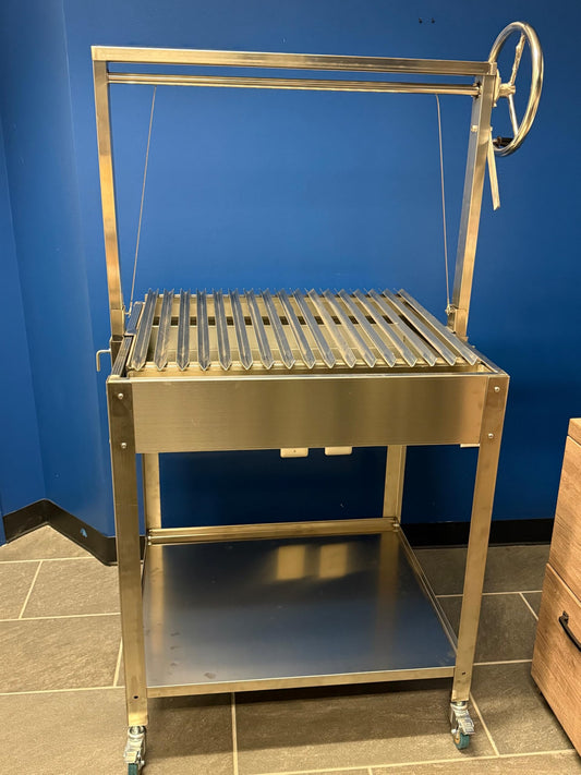 Santa Maria Grill Built in BBQ Cooking Grill -Argentine Barbecue V grate adjustable height- Stand alone cart 36 inch by 26 inch