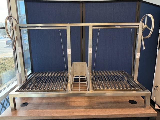Double Santa Maria Grill Built in BBQ Cooking Grill with brasero -Argentine Barbecue V grate adjustable height