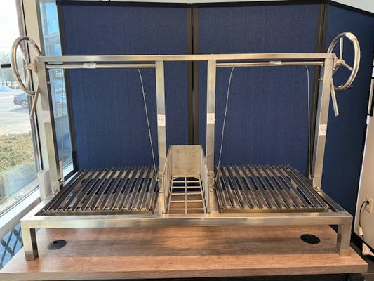 Double Santa Maria Grill Built in BBQ Cooking Grill with brasero -Argentine Barbecue V grate adjustable height