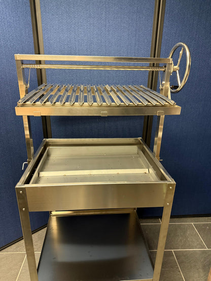 Santa Maria Grill Built in BBQ Cooking Grill -Argentine Barbecue V grate adjustable height- Stand alone cart 36 inch by 26 inch